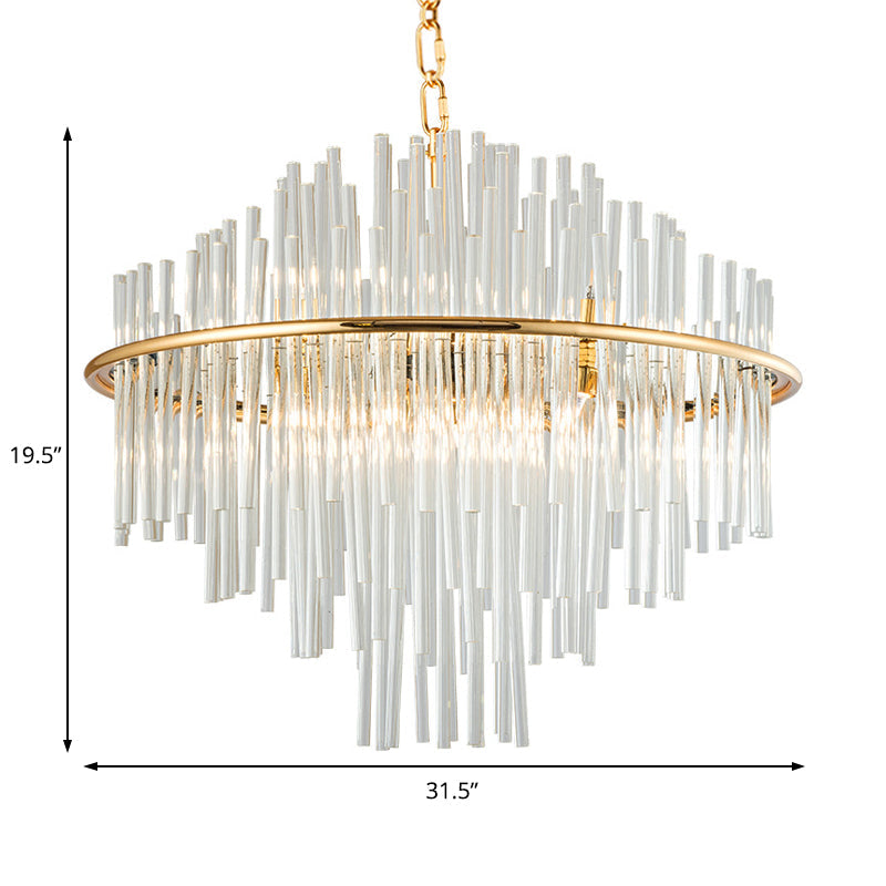 Lustre en cristal traditionnel - Élégant 4 niveaux - Plusieurs options de largeur et d'éclairage - Plafonnier doré