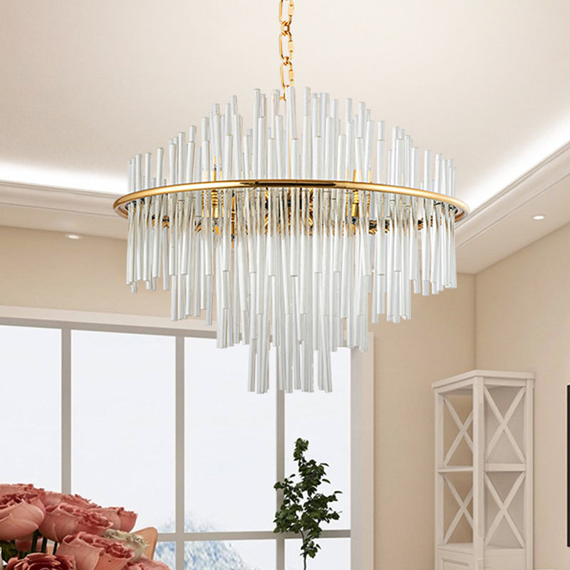 Traditional Crystal Chandelier Pendant Light - 4 Tiers Multiple Sizes Gold Ceiling Lamp 8/12/16