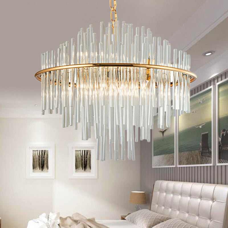 Traditional Crystal Chandelier Pendant Light - 4 Tiers Multiple Sizes Gold Ceiling Lamp 8/12/16