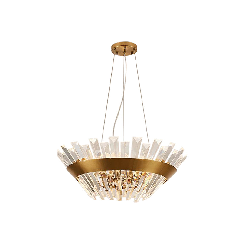 Transitional Crystal Tapered Icicle Chandelier Light Fixture - 7/14 Height 9-Light Gold Pendant