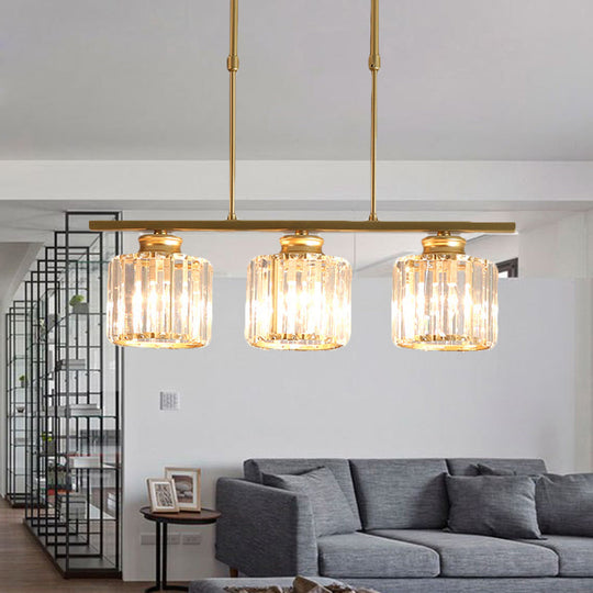 Crystal Shaded Ceiling Pendant Light For Modern Dining Room In Brass