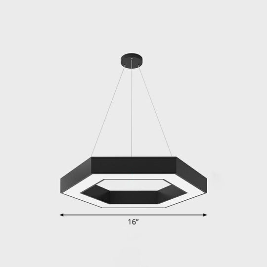 Geometric LED Ceiling Light: Modern Acrylic Office Chandelier - Black