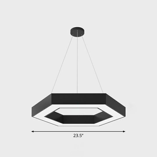 Geometric LED Ceiling Light: Modern Acrylic Office Chandelier - Black