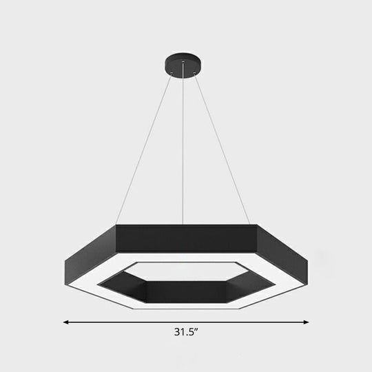 Geometric Led Ceiling Light: Modern Acrylic Office Chandelier In Black / 31.5 Hexagon