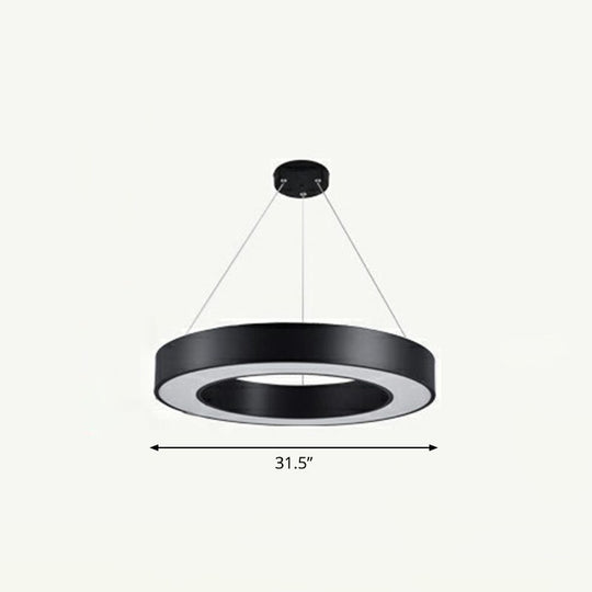 Geometric LED Ceiling Light: Modern Acrylic Office Chandelier - Black