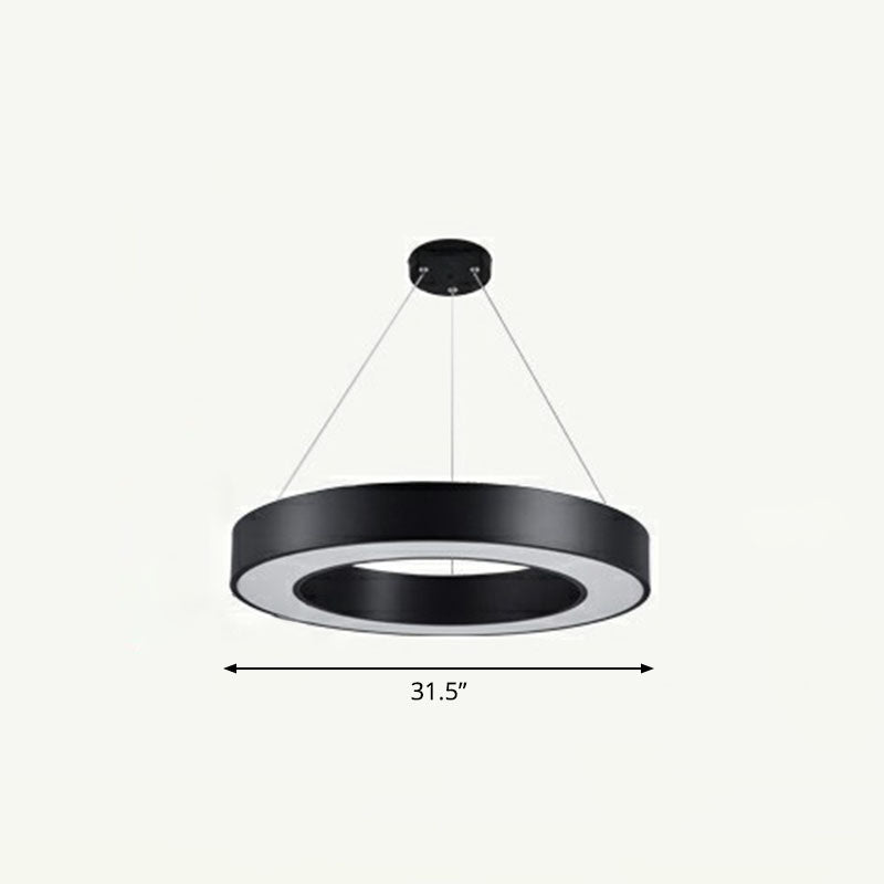 Geometric Led Ceiling Light: Modern Acrylic Office Chandelier In Black