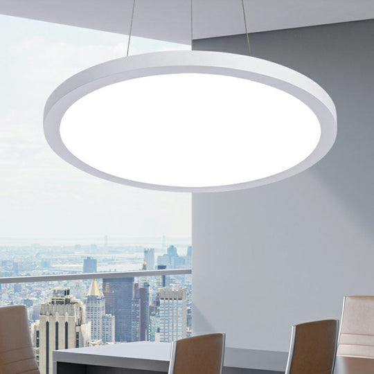 Contemporary LED Acrylic Chandelier Pendant Light for Office – White