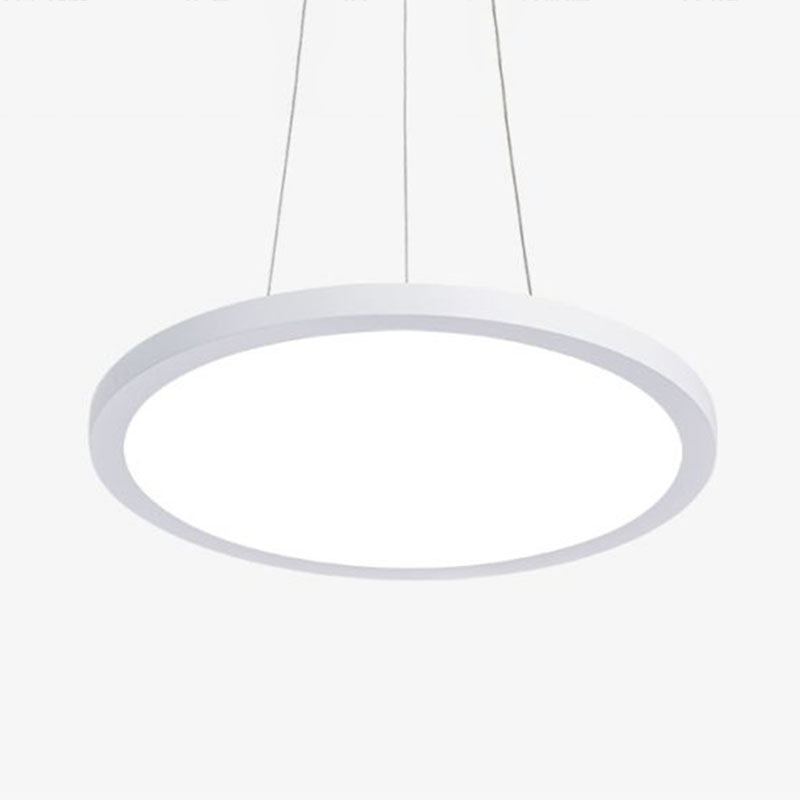 Contemporary White Led Office Pendant Light: Round Acrylic Chandelier