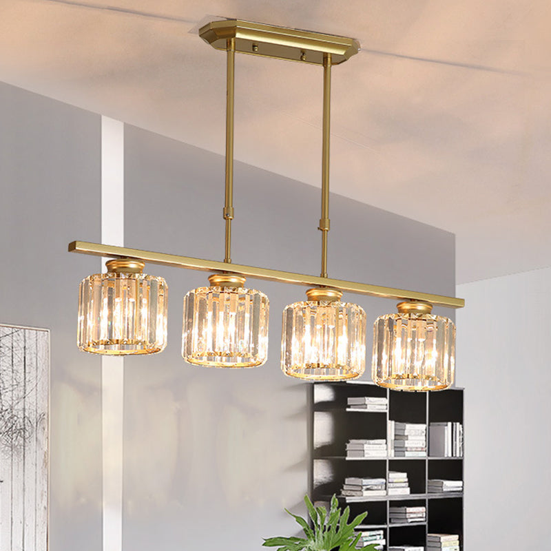 Crystal Shaded Ceiling Pendant Light For Modern Dining Room In Brass