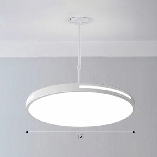 Sleek LED Pendant Chandelier - Circular Acrylic Meeting Room Light Fixture