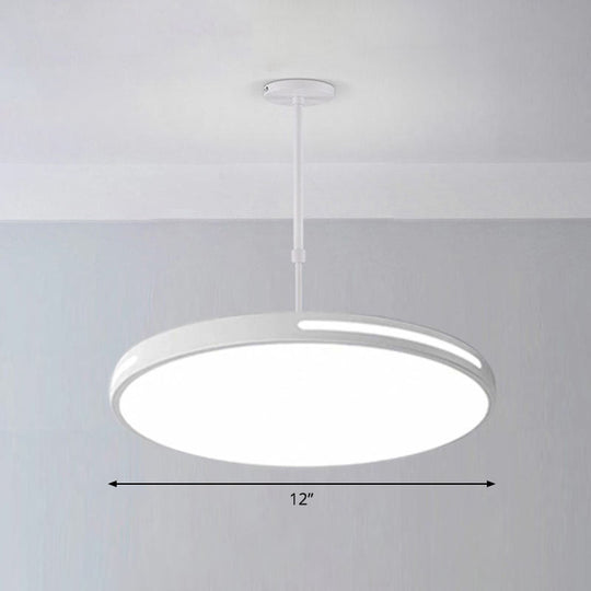 Sleek LED Pendant Chandelier - Circular Acrylic Meeting Room Light Fixture