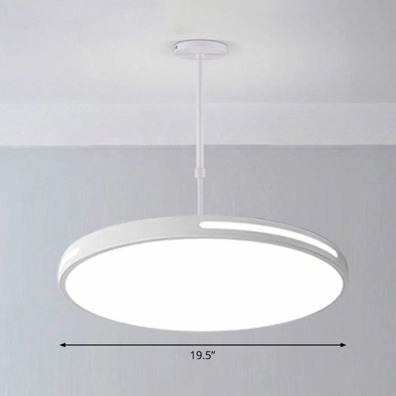 Sleek LED Pendant Chandelier - Circular Acrylic Meeting Room Light Fixture