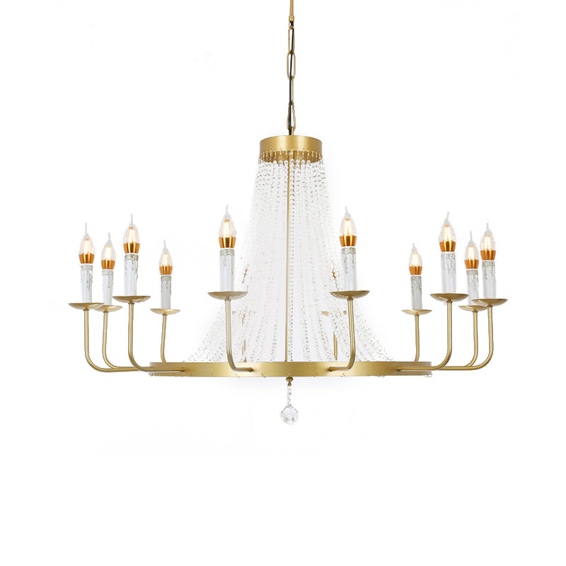 Modern Crystal Chandelier Pendant With Tassels - 5/8/12 Lights Brass Ceiling Lamp