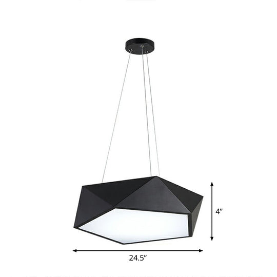 Modern Geometric Led Ceiling Chandelier With Metallic Finish - Office Lighting Fixture Black / 24.5