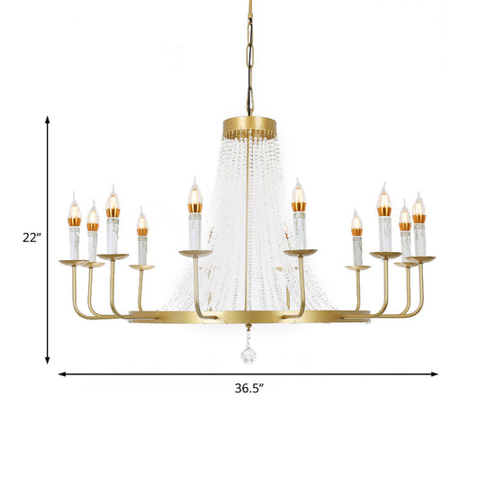 Modern Crystal Chandelier Pendant With Tassels - 5/8/12 Lights Brass Ceiling Lamp