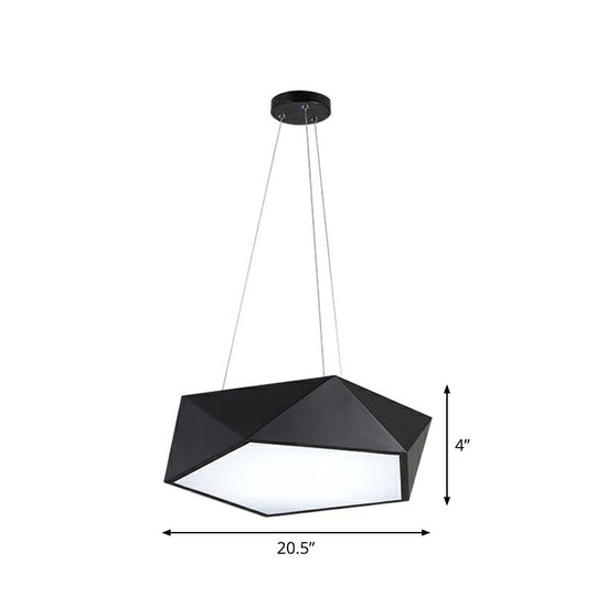 Modern Geometric Led Ceiling Chandelier With Metallic Finish - Office Lighting Fixture Black / 20.5