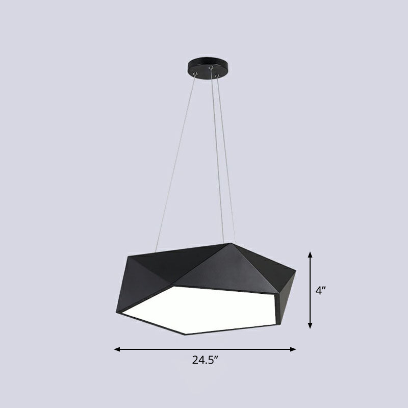 Modern Geometric Led Ceiling Chandelier With Metallic Finish - Office Lighting Fixture