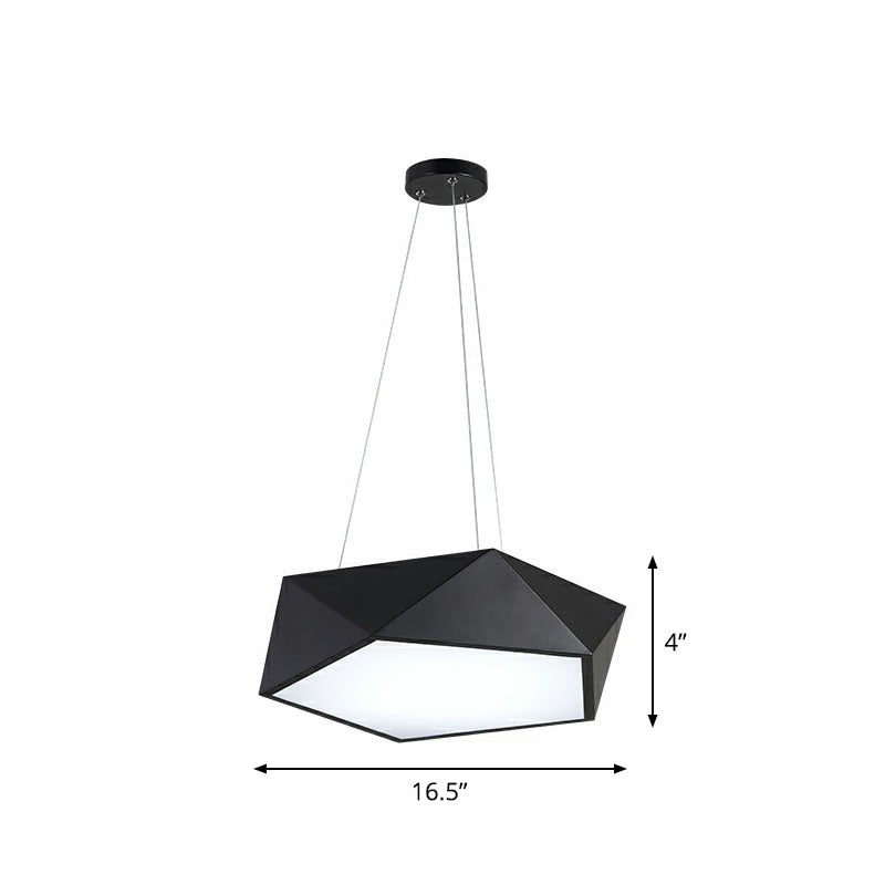 Modern Geometric Led Ceiling Chandelier With Metallic Finish - Office Lighting Fixture Black / 16.5