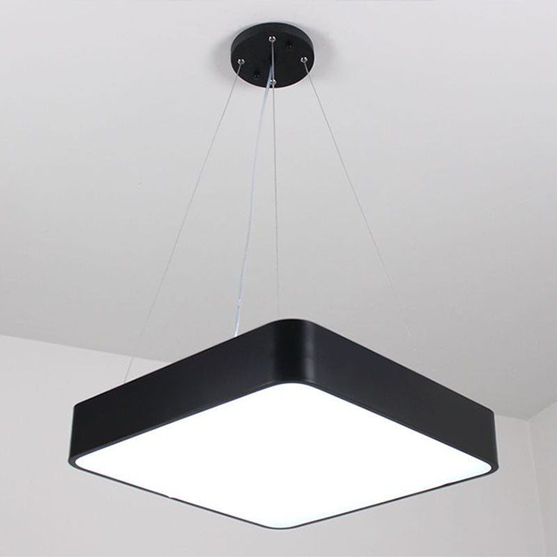 Contemporary Black Acrylic Led Pendant Light For Office - Square Chandelier Design