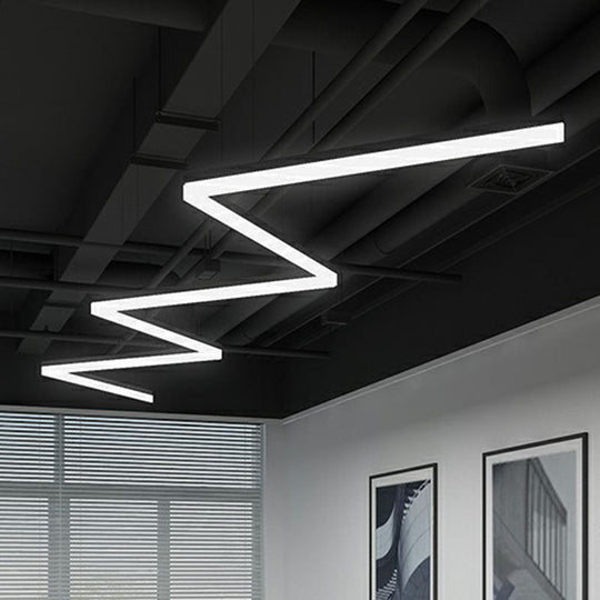 Sleek Black Linear Chandelier: Simplicity Acrylic Led Pendant Light For Office