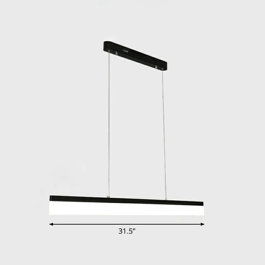 Sleek Black Linear Chandelier: Simplicity Acrylic Led Pendant Light For Office / 31.5 White