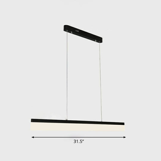 Sleek Black Linear Chandelier: Simplicity Acrylic Led Pendant Light For Office / 31.5 Natural