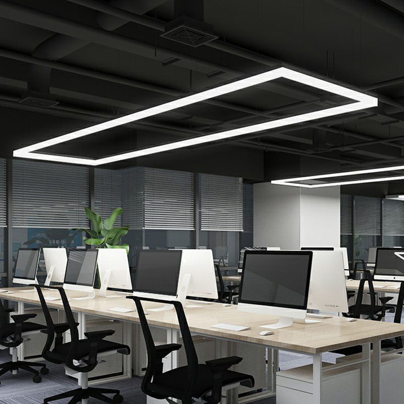 Sleek Black Linear Chandelier: Simplicity Acrylic Led Pendant Light For Office