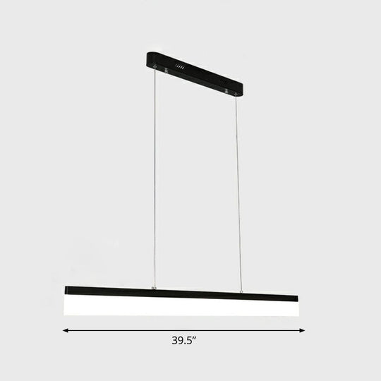 Sleek Black Linear Chandelier: Simplicity Acrylic Led Pendant Light For Office / 39.5 White