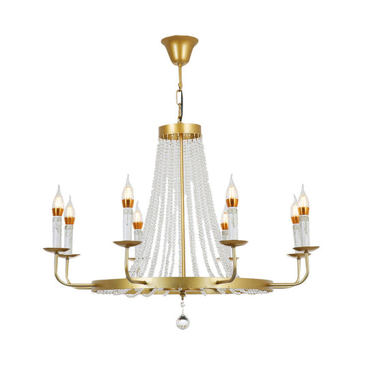 Modern Crystal Chandelier Pendant With Tassels - 5/8/12 Lights Brass Ceiling Lamp