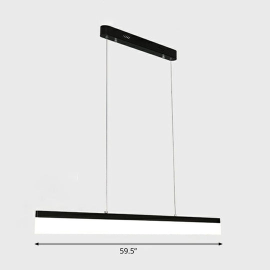 Sleek Black Linear Chandelier: Simplicity Acrylic Led Pendant Light For Office / 59 White