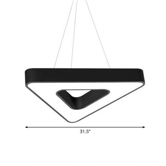 Contemporary Led Gym Chandelier - Modern Triangular Acrylic Suspension Light (Black) Black / 31.5