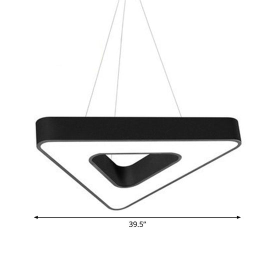 Contemporary Led Gym Chandelier - Modern Triangular Acrylic Suspension Light (Black) Black / 39.5