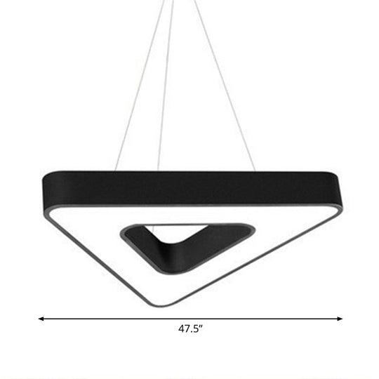 Contemporary Led Gym Chandelier - Modern Triangular Acrylic Suspension Light (Black) Black / 47.5