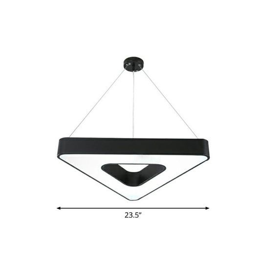 Contemporary Led Gym Chandelier - Modern Triangular Acrylic Suspension Light (Black) Black / 23.5