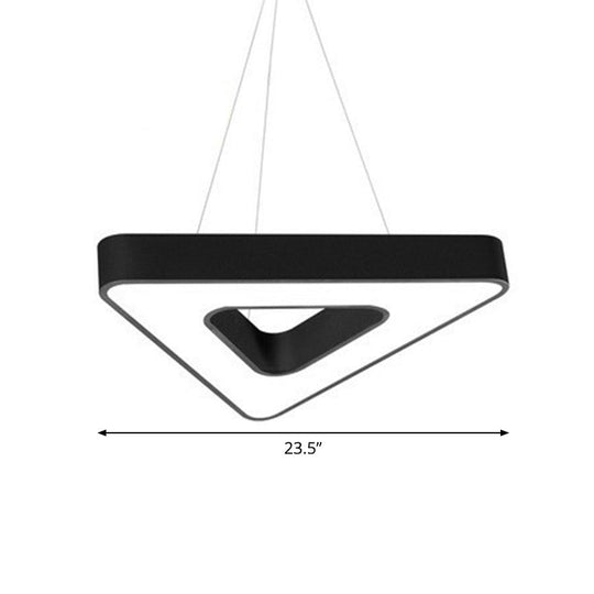 Contemporary Led Gym Chandelier - Modern Triangular Acrylic Suspension Light (Black)