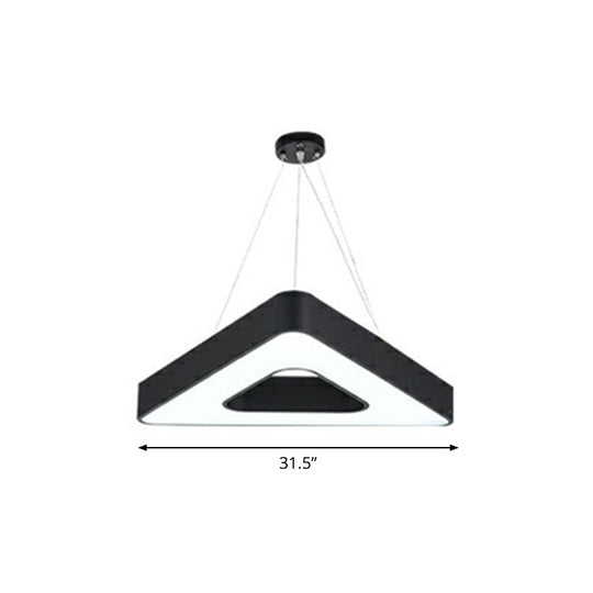 Minimalist Black Triangle Chandelier: Conference Room Pendant Light With Acrylic Panels And Led Glow