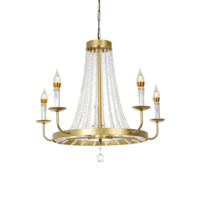 Modern Crystal Chandelier Pendant With Tassels - 5/8/12 Lights Brass Ceiling Lamp