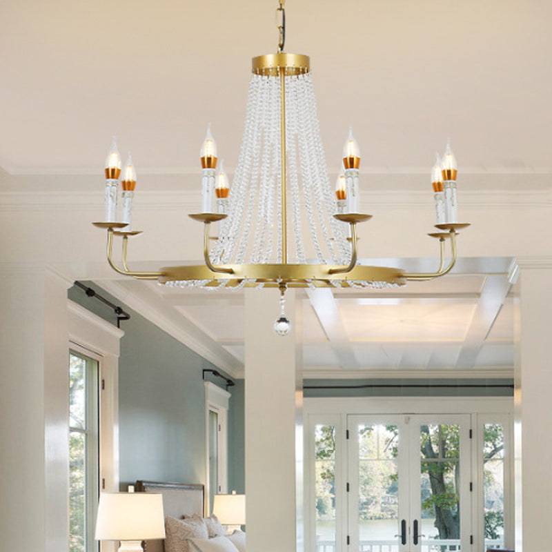 Modern Crystal Chandelier Pendant With Tassels - 5/8/12 Lights Brass Ceiling Lamp