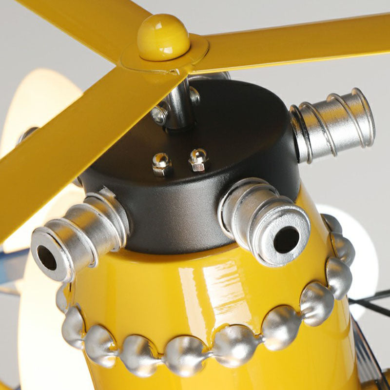 Yellow Cartoon Led Ceiling Light: Jet-Shaped Child Room Chandelier Pendant With Metallic Finish