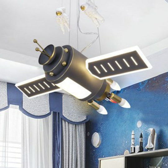 Modern Acrylic Led Satellite Chandelier: Illuminate Your Childs Room With Hanging Astronaut Decor