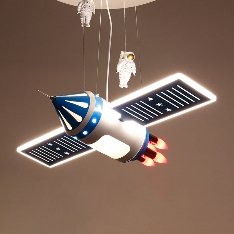 Modern Acrylic Led Satellite Chandelier: Illuminate Your Childs Room With Hanging Astronaut Decor