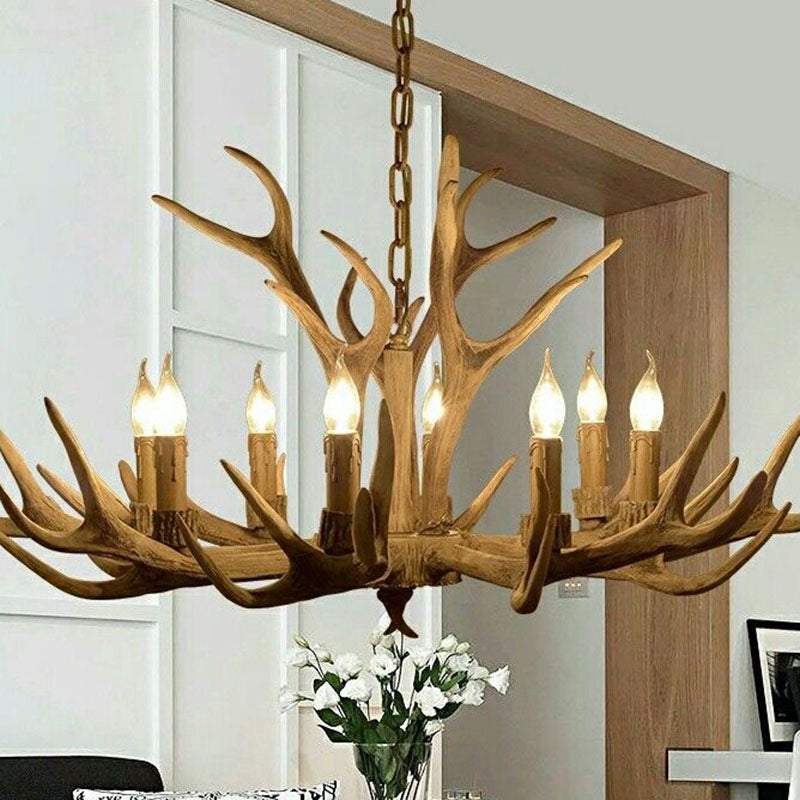 Vintage Deer Horn Resin Chandelier Pendant Light - Stylish Dining Room Hanging Lighting