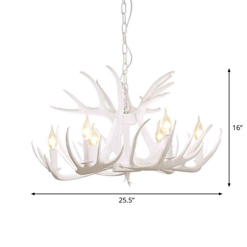 Retro-Style White Resin Antler Chandelier Pendant Light For Living Room 6 /