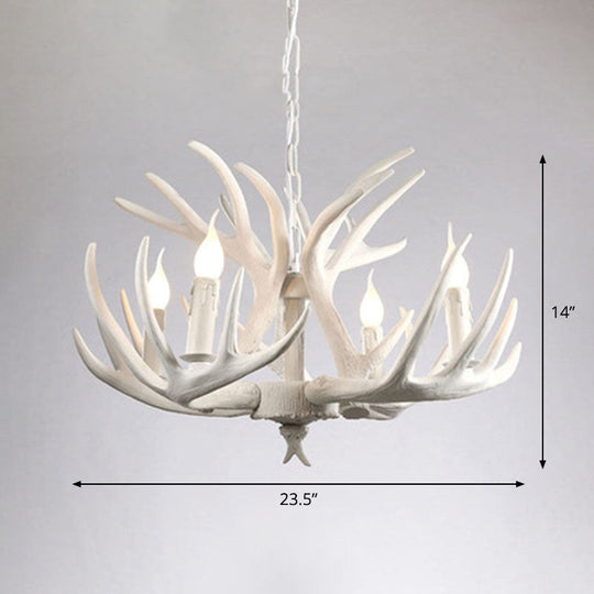 Rustic Deer Horn Chandelier For Living Room - Resin Suspension Lighting Fixture