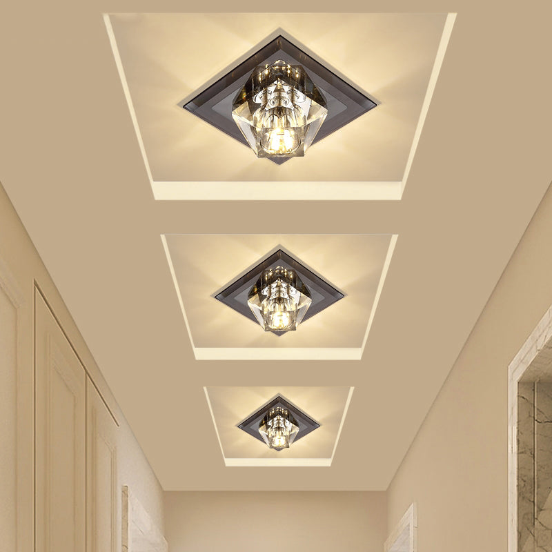 Modern Gemstone Ceiling Light with Crystal Accents and LED Lighting for Corridors