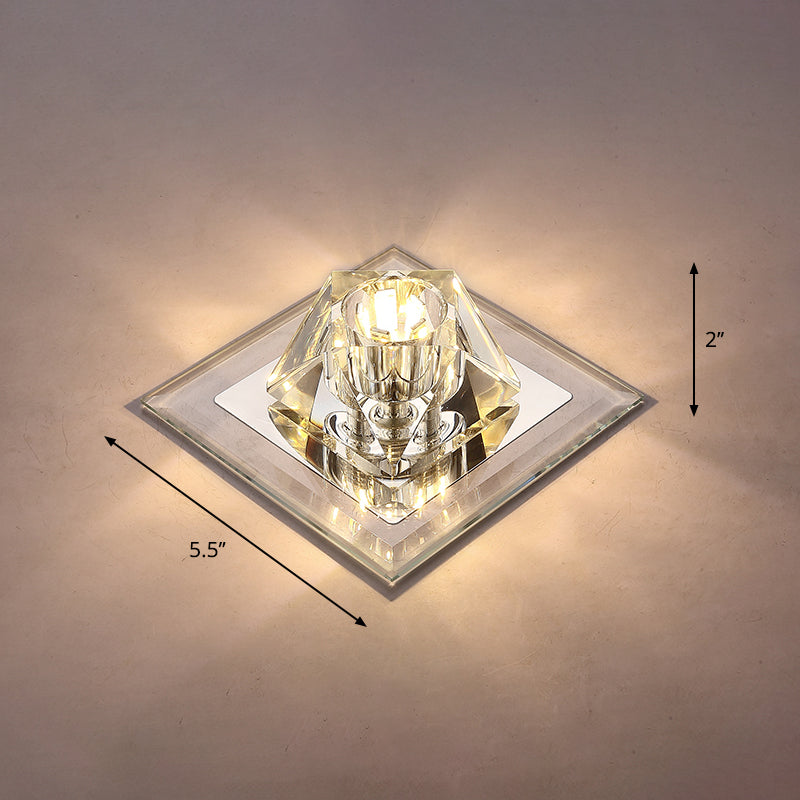 Modern Gemstone Ceiling Light With Crystal Accents And Led Lighting For Corridors Clear / Warm