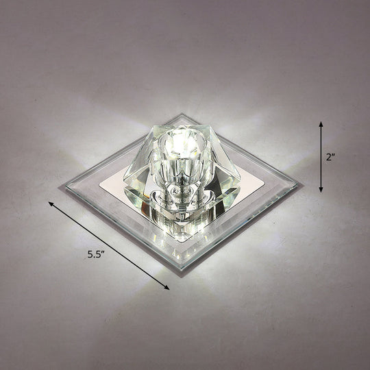 Modern Gemstone Ceiling Light with Crystal Accents and LED Lighting for Corridors