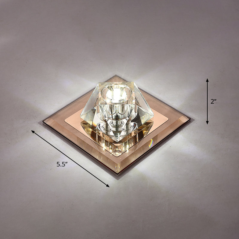 Modern Gemstone Ceiling Light with Crystal Accents and LED Lighting for Corridors