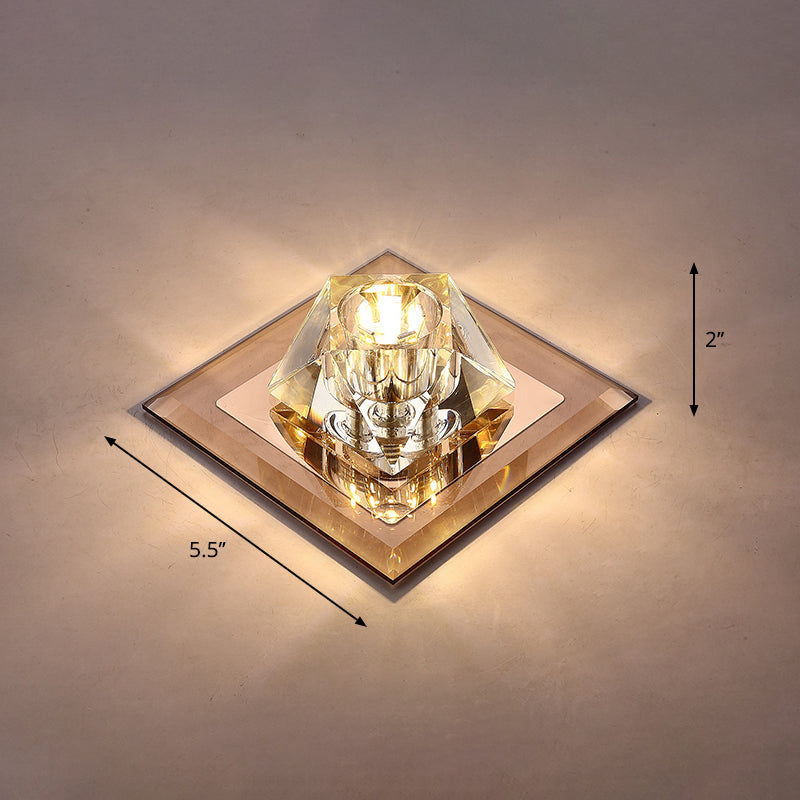 Modern Gemstone Ceiling Light With Crystal Accents And Led Lighting For Corridors Tan / Warm