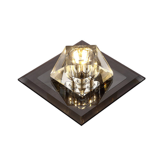 Modern Gemstone Ceiling Light with Crystal Accents and LED Lighting for Corridors